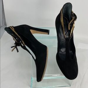 Georgina Goodman Sz 39.5 Black Suede Pump Heels